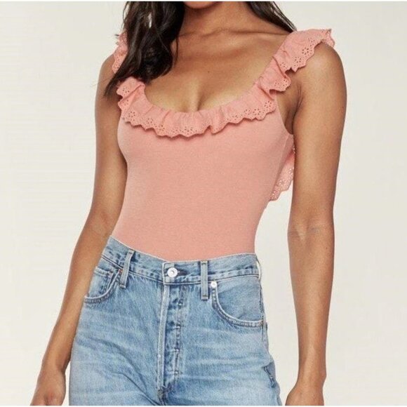 Capulet Womens Ruffled Scoop Neck Bodysuit - Picture 1 of 6